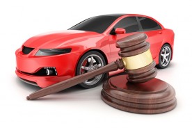 red car and auctioneer gavel